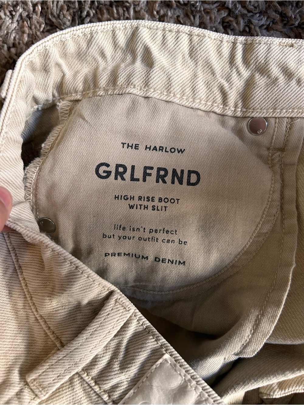 GRLFRND The Harlow High Rise Bootcut with Slit Women’s Beige Jeans Size 25 - Picture 5 of 8